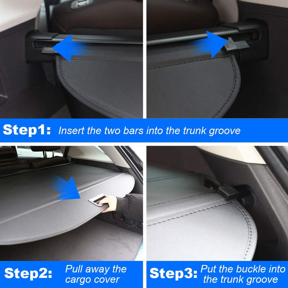 BOPARAUTO trunk cover shields cargo from sun and dust, keeping contents organized.
