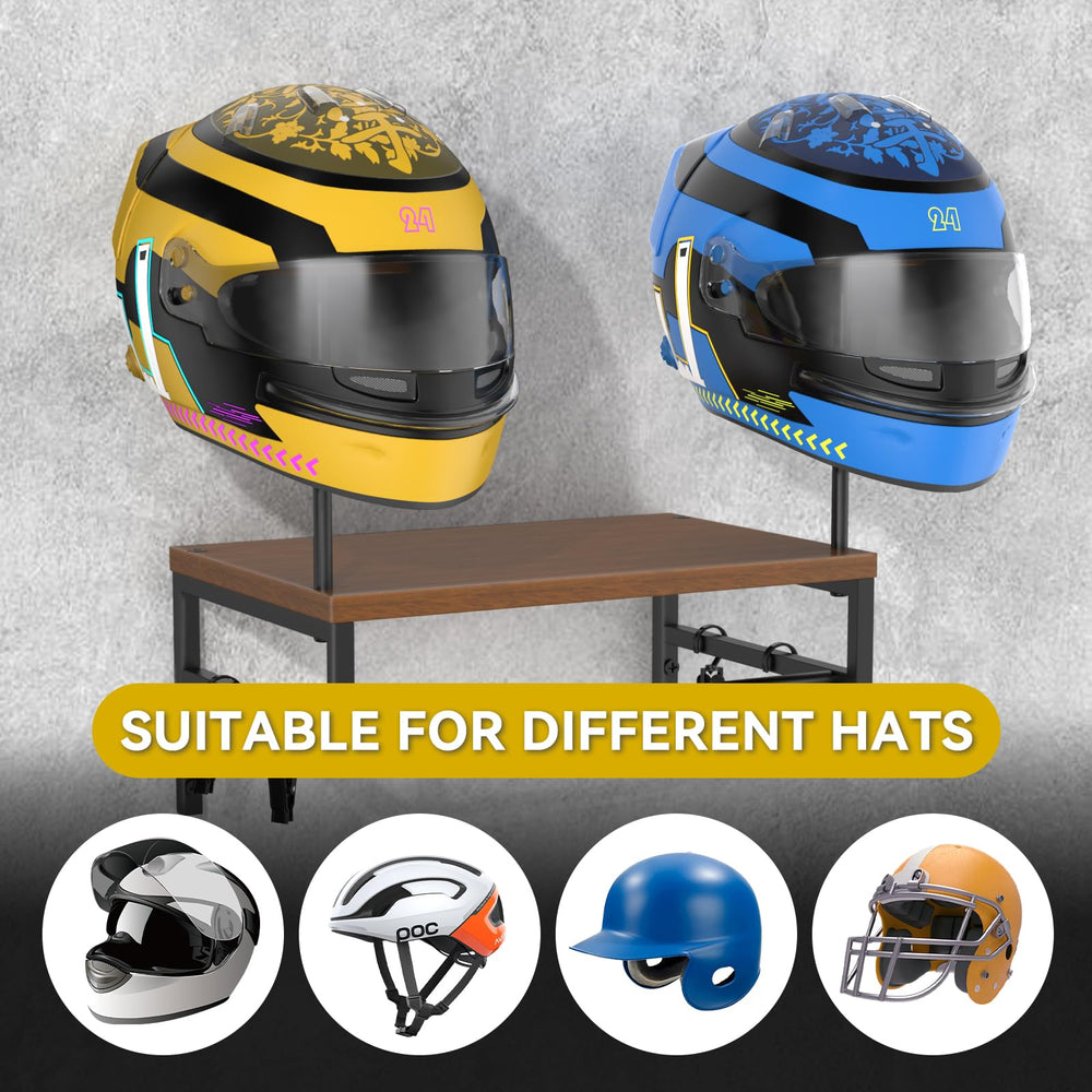 BORISI helmet holder wall mount features ventilated display to aid drying of gear.
