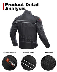 BORLENI jacket with CE shoulder and elbow protectors for enhanced impact protection.