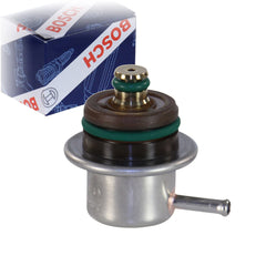 Bosch fuel pressure regulator top view highlighting design for stable fuel flow