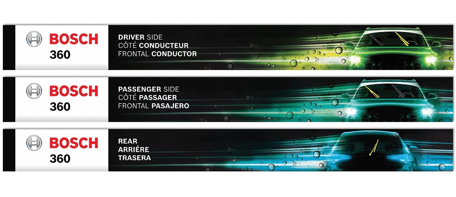 Bosch 360 front 26-inch beam blade for clear visibility in all weather.