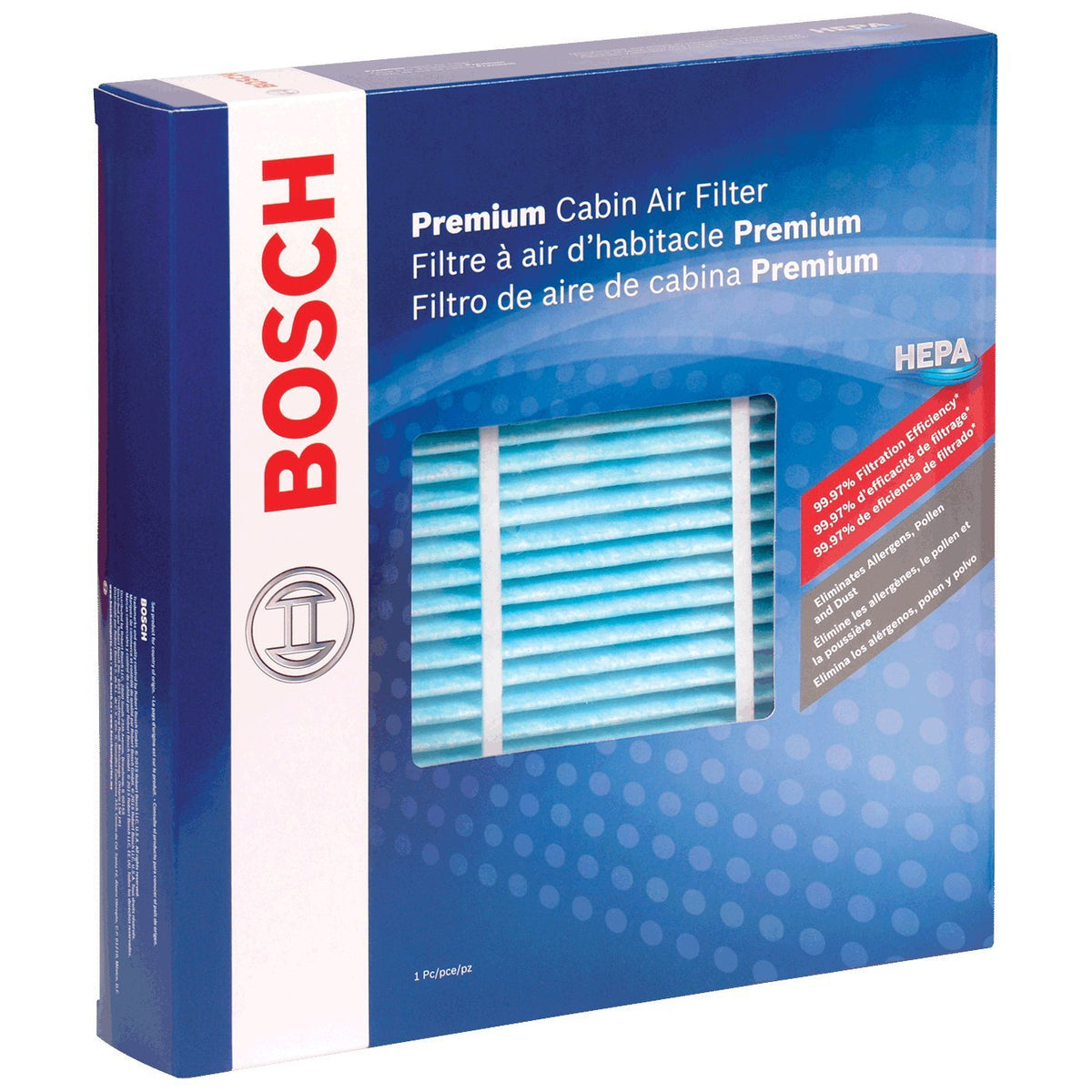 Bosch 6009C HEPA filter packaging ready for Jeep Wrangler installation and improved cabin air