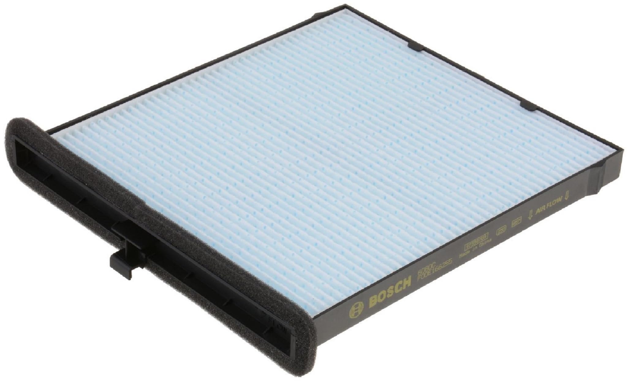 Bosch 6080C HEPA filter dense media close-up demonstrates high trapping capability.