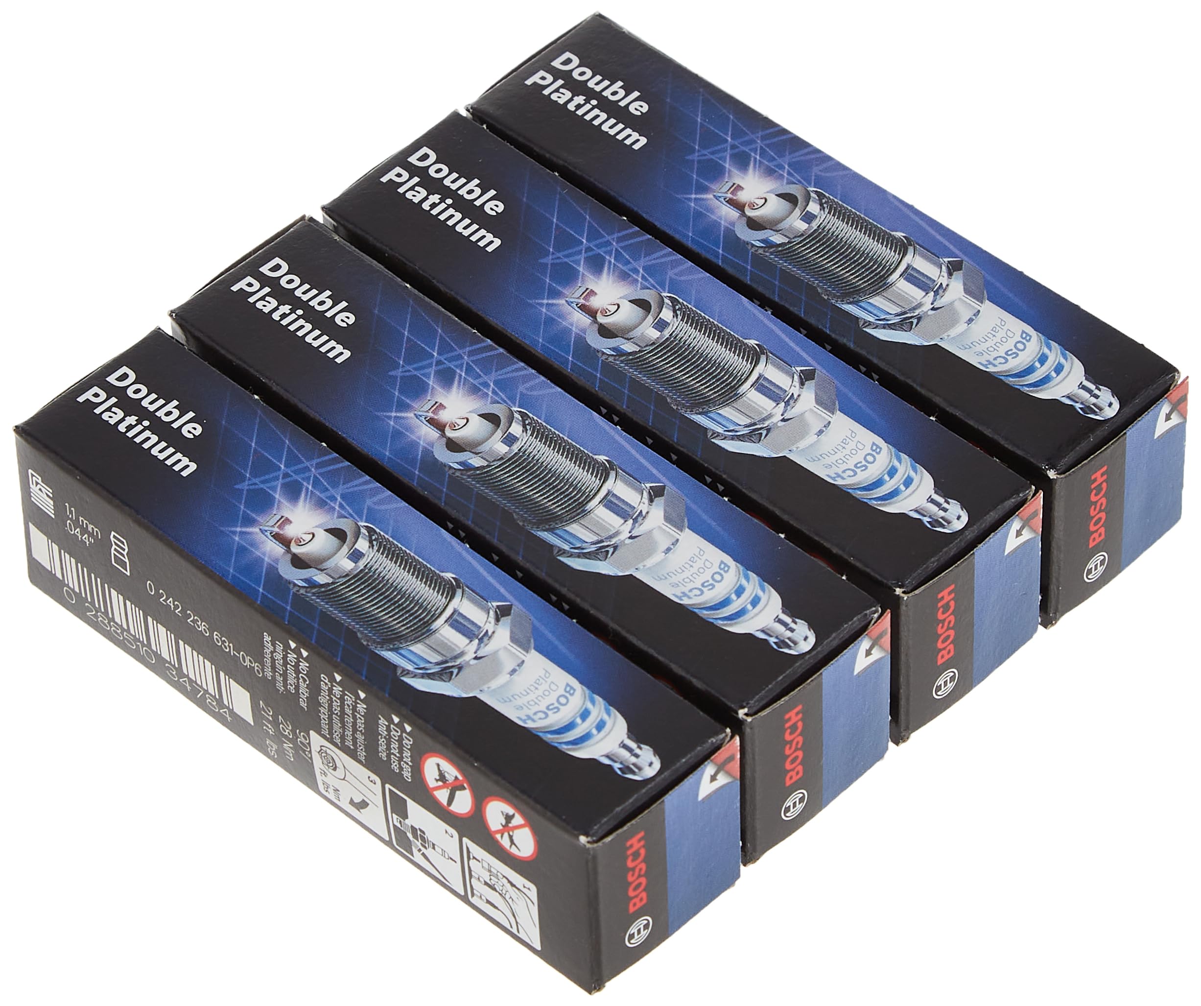 Close-up of Bosch 8101 platinum fine-wire tips highlighting durability.