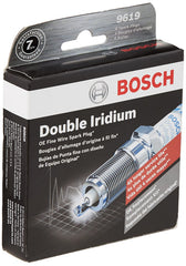 Bosch 9619 OE pack of 4 spark plugs arranged for display and reference