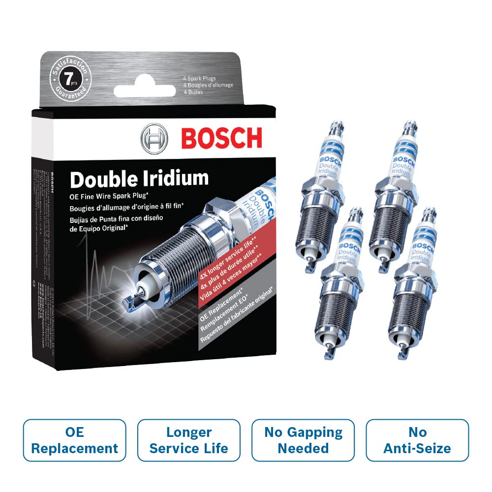 Close-up of iridium electrodes on Bosch 96306 spark plug ensuring durable ignition