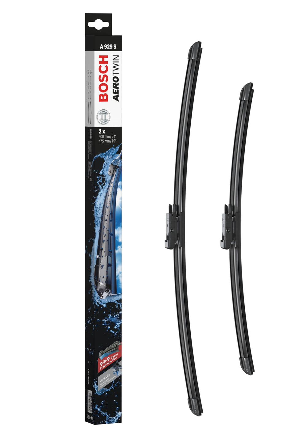 Bosch AeroTwin beam design for bracket-free, smooth wiping and visibility.