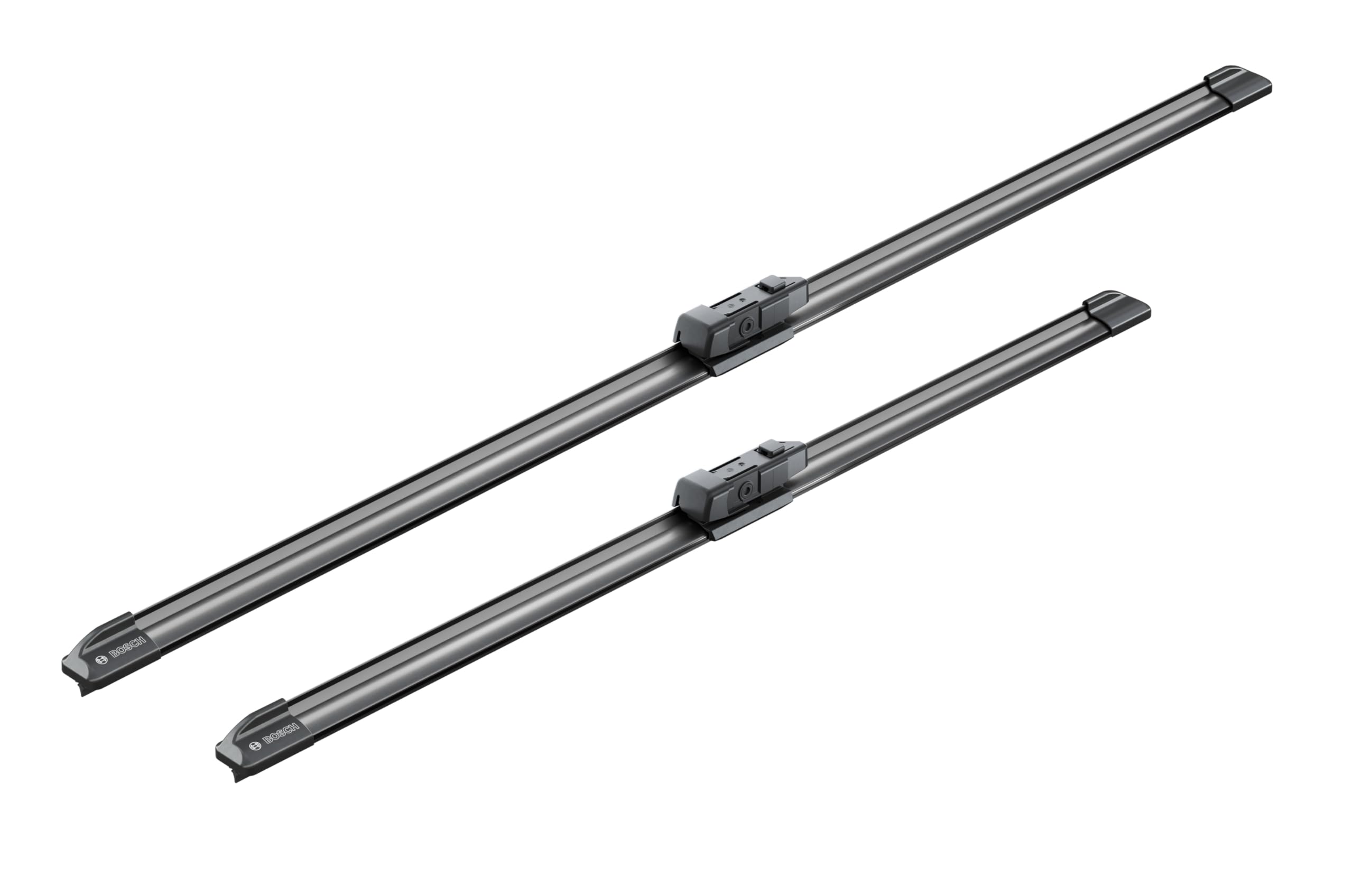 Bosch AeroTwin dual rubber with graphite coating for smooth wipe.