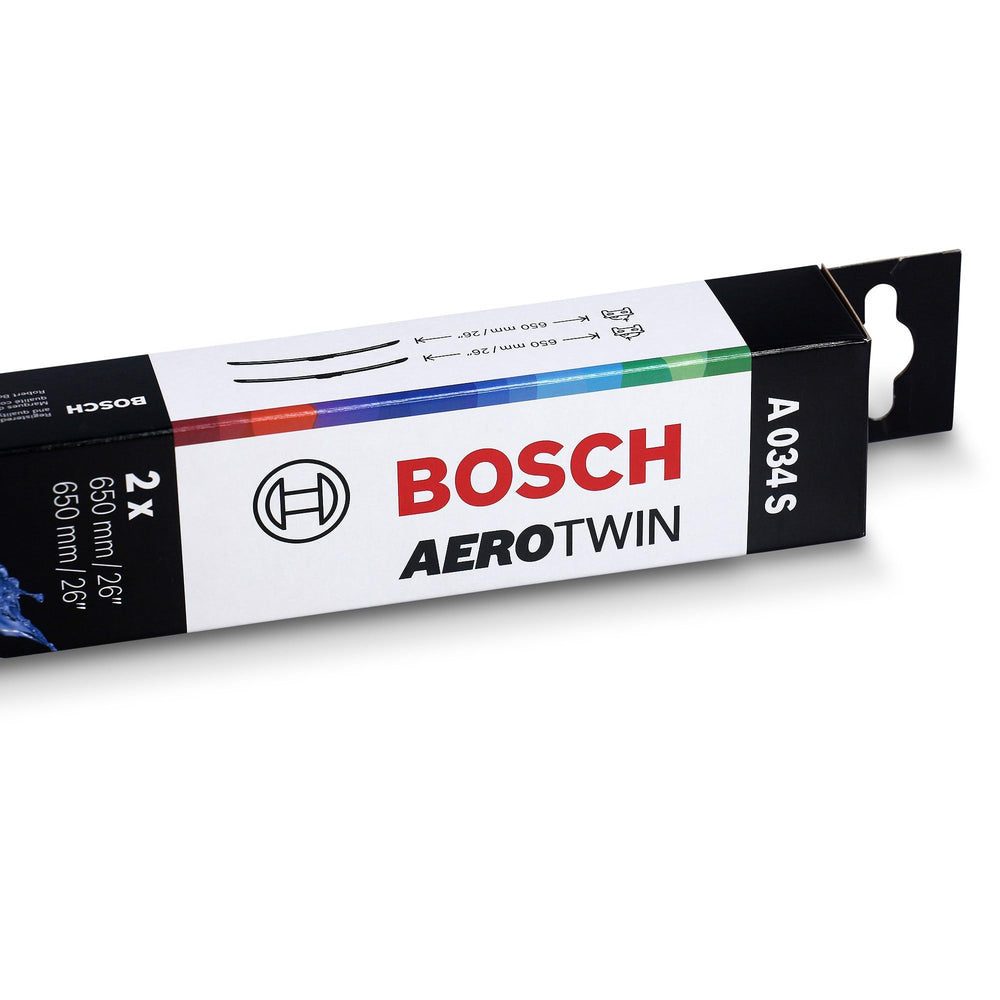 Bosch AeroTwin dual rubber graphite blade for efficient water shedding.