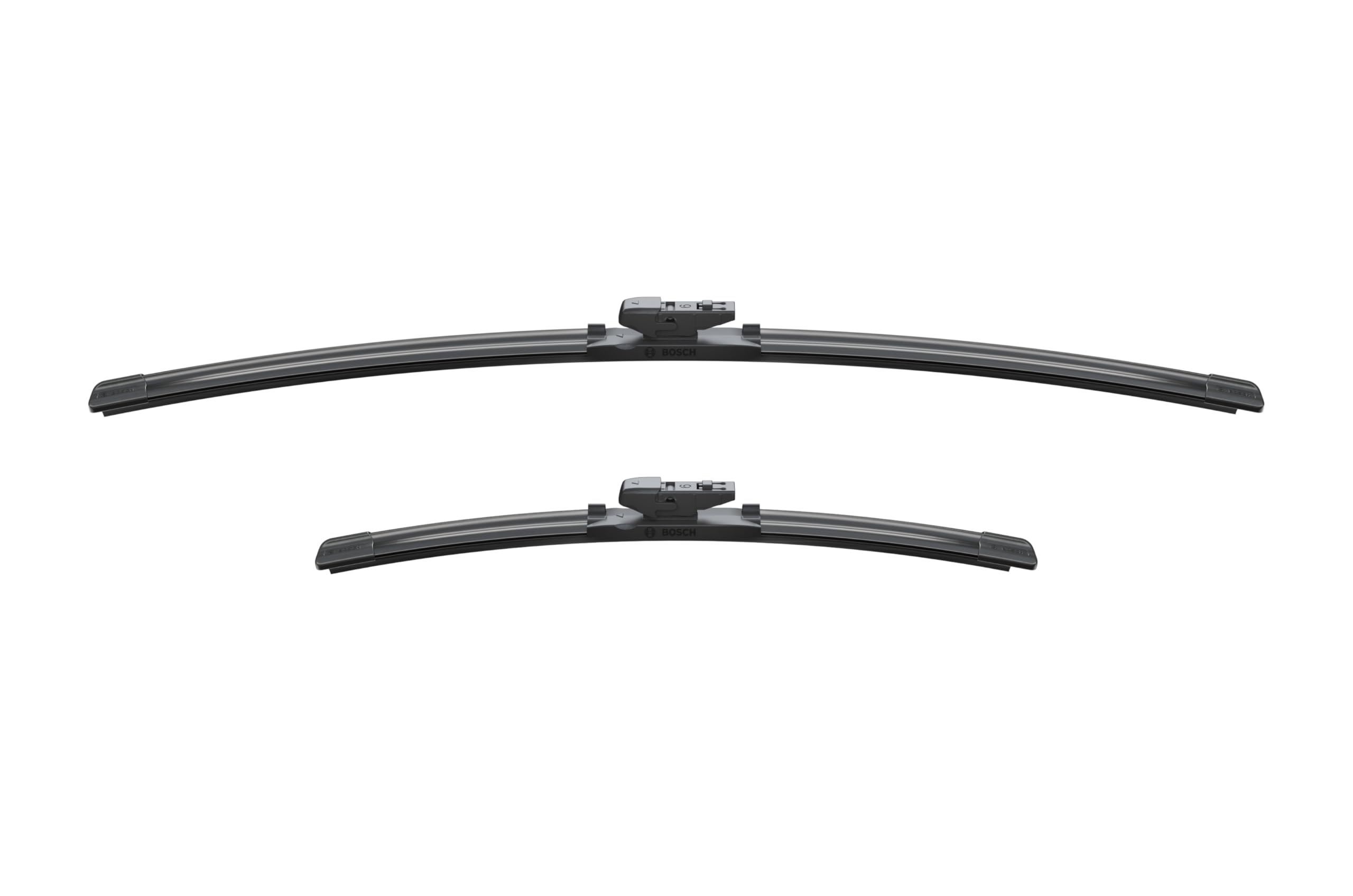 Bosch AeroTwin graphite-coated rubber for streak-free rain visibility.