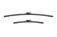 Bosch AeroTwin graphite-coated rubber for streak-free rain visibility.