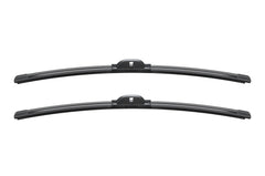 Bosch AeroTwin graphite coating enhances wiping performance on glass.
