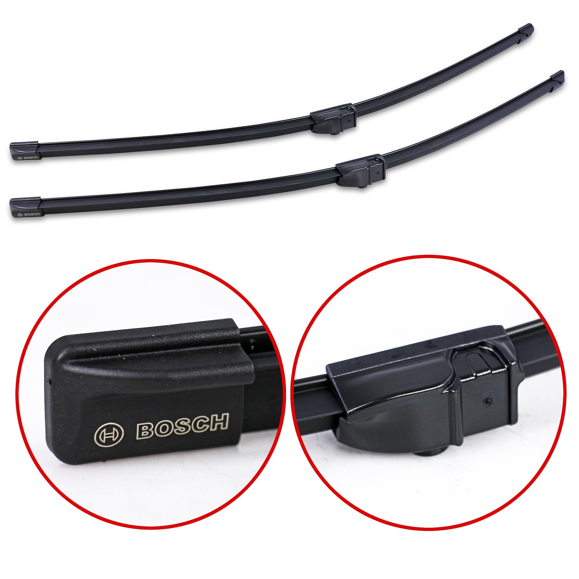 Bosch AeroTwin uniform-pressure blade maintains consistent windshield contact.