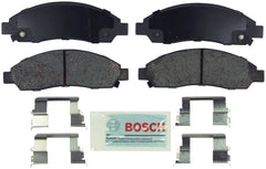 Bosch BE1039H blue disc brake pad front view showing ceramic friction for quiet stops.