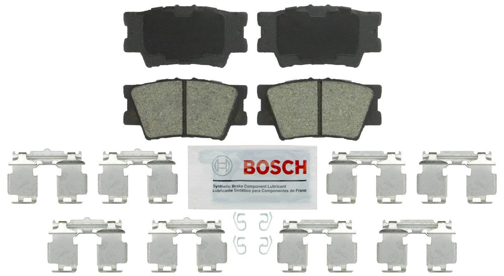 Bosch BE1212H rear-view brake pads with hardware for quiet, reliable stops.
