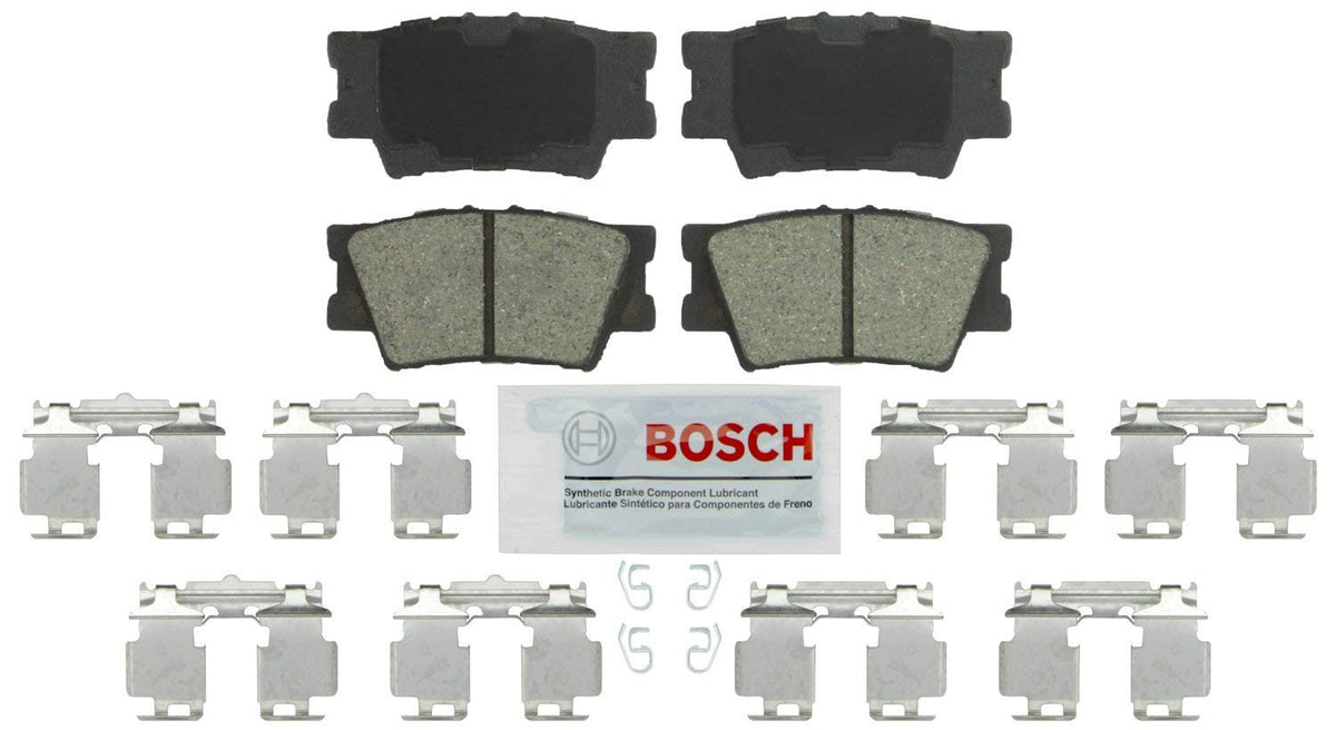 Bosch BE1212H rear-view brake pads with hardware for quiet, reliable stops.