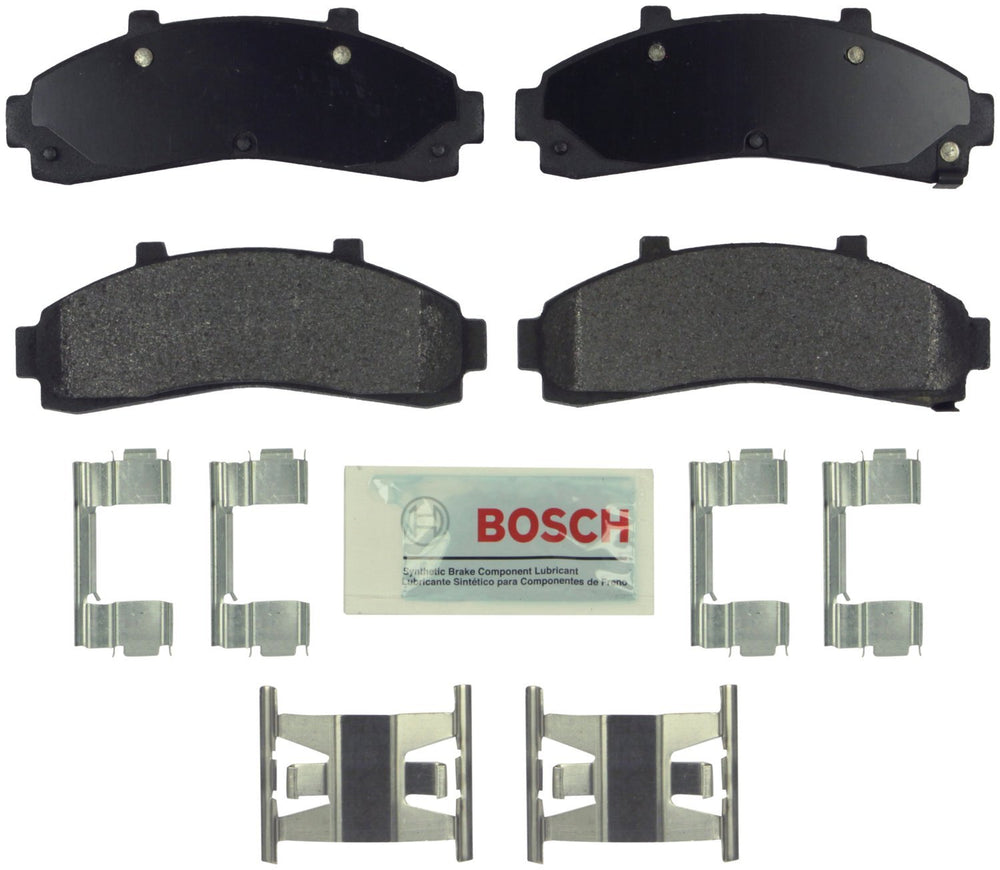 Bosch BE652H front brake pads with hardware for smooth, quiet stopping.