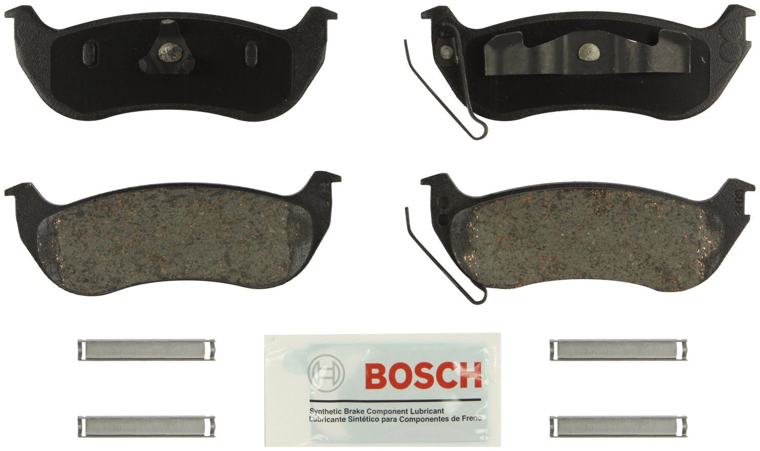 Bosch BE964H blue rear brake pad with friction material for quiet stopping