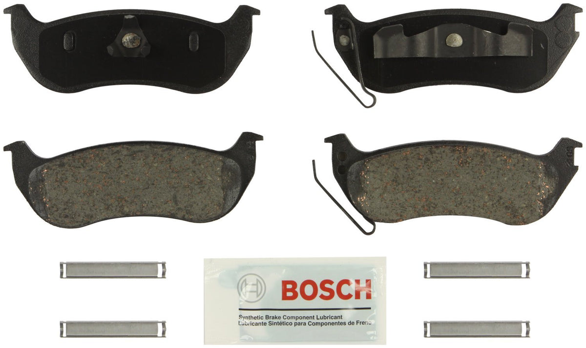 Bosch BE964H blue rear brake pad with friction material for quiet stopping