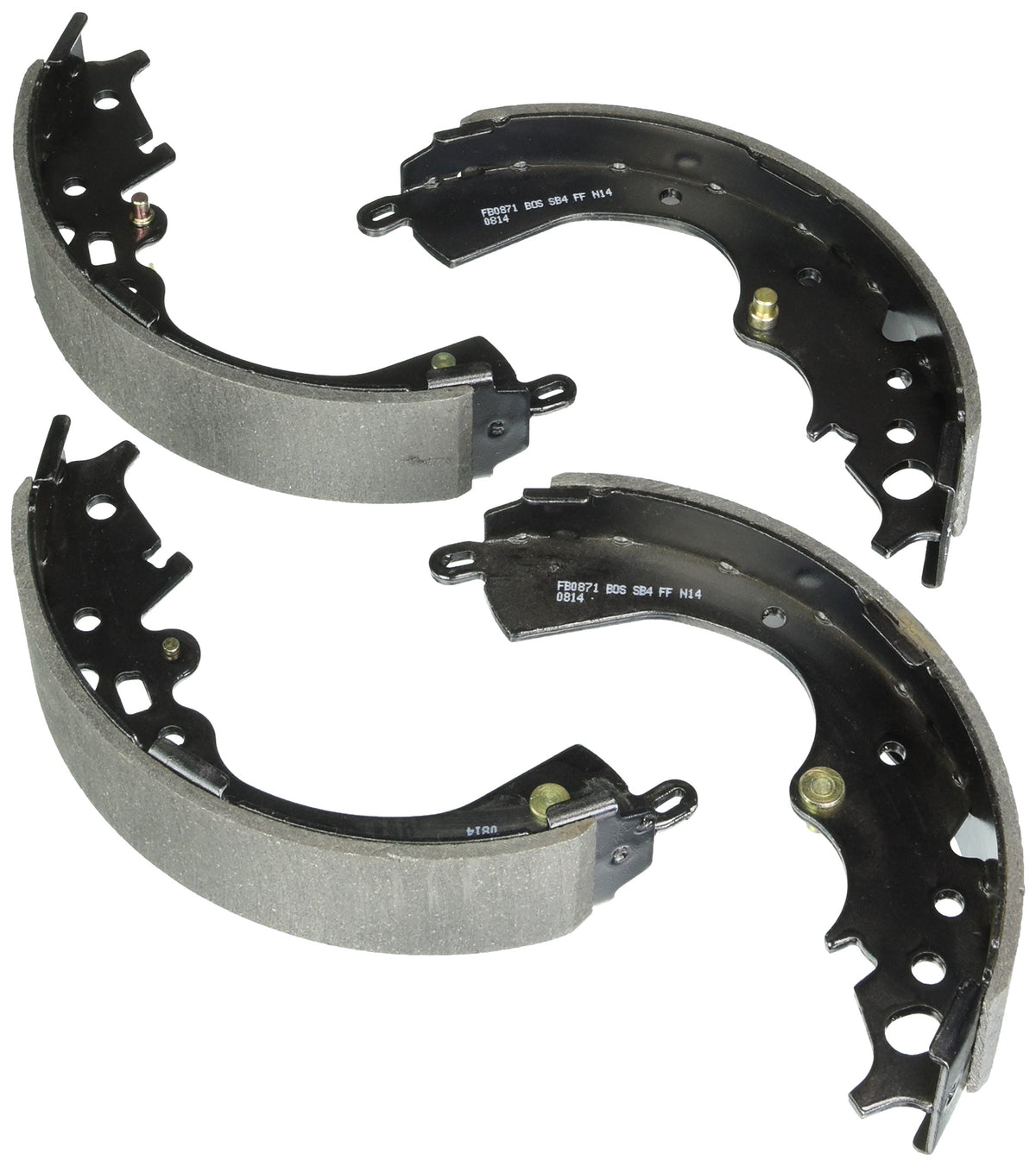 Bosch BS871 blue drum brake shoes rear view with corrosion-resistant finish and OE-style fit