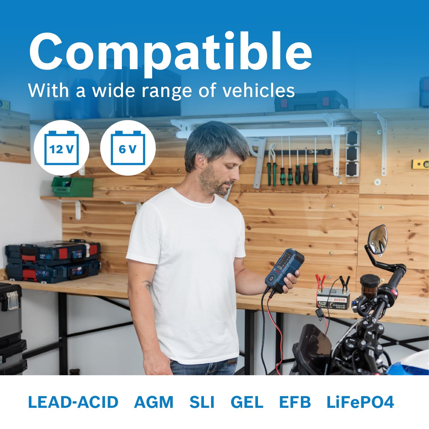 Bosch C40-Li IP65 rating keeps the unit resistant to splash and dust.