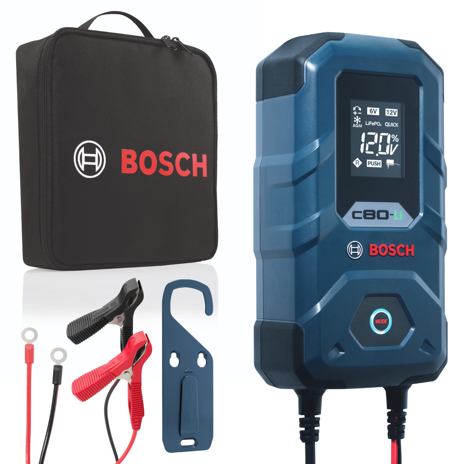 Bosch C80-Li fast charging up to 20A for LiFePO4 and lead-acid batteries.