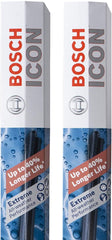 Bosch ICON 19A19A front view wiper blade with long-lasting dual rubber technology.