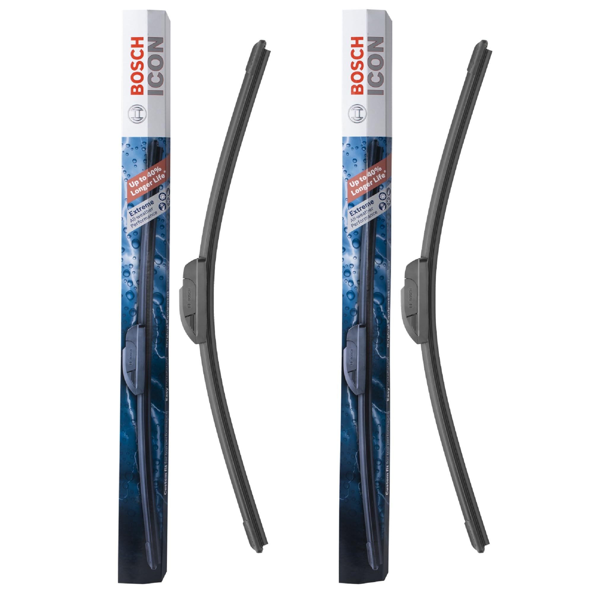Close-up of Bosch ICON dual rubber technology indicating heat and ozone resistance.