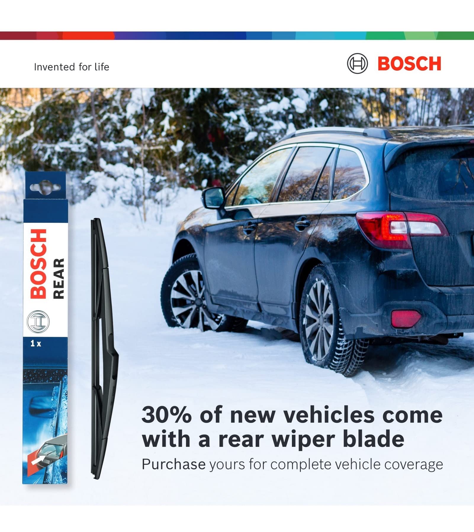 Bosch ICON long-life blade for consistent performance at highway speeds.