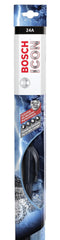 Bosch ICON premium beam wiper blade provides clear 24-inch visibility in rain.