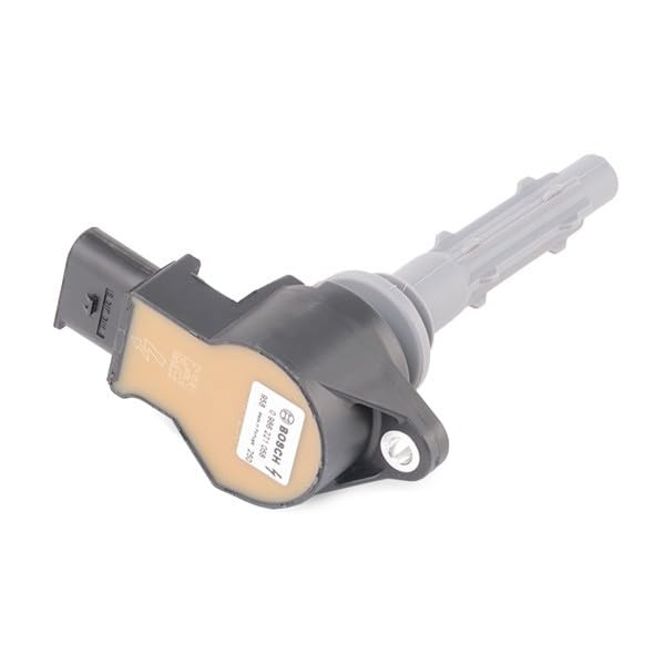 Bosch ignition coil in engine bay with Mercedes compatibility context.