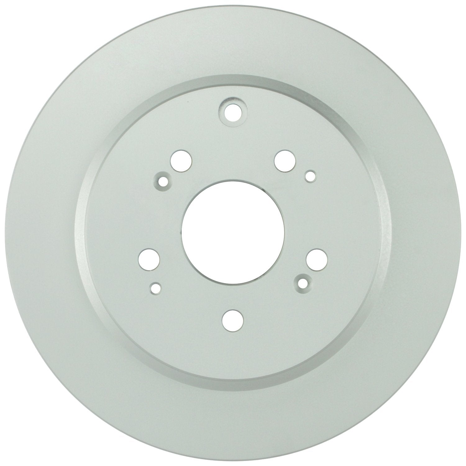 Bosch QuietCast rear rotor close-up reveals corrosion-protective coating for extended life.