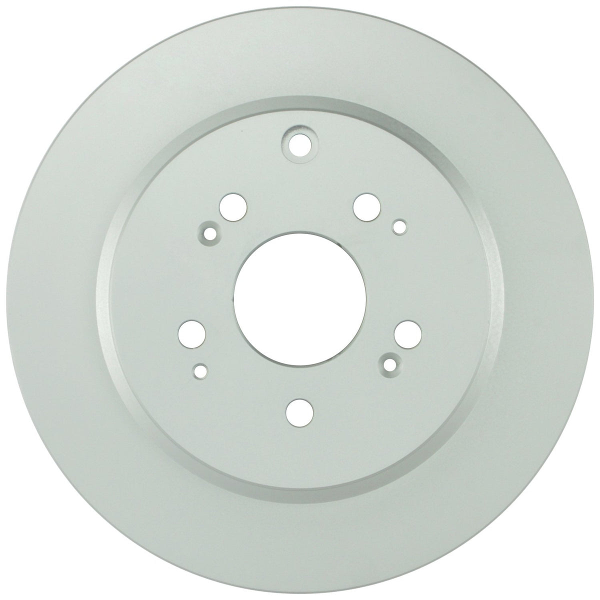 Bosch QuietCast rear rotor close-up reveals corrosion-protective coating for extended life.