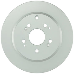 Bosch QuietCast rear rotor close-up reveals corrosion-protective coating for extended life.