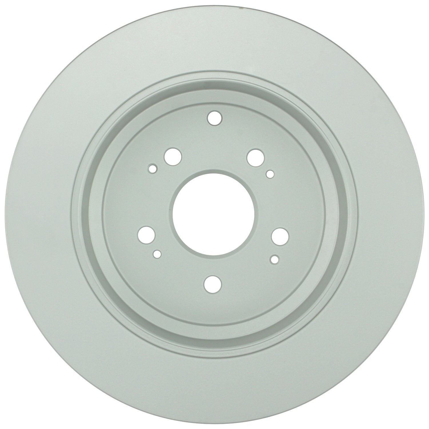 Bosch QuietCast rear-rotor close-up shows balanced milling for smooth braking.