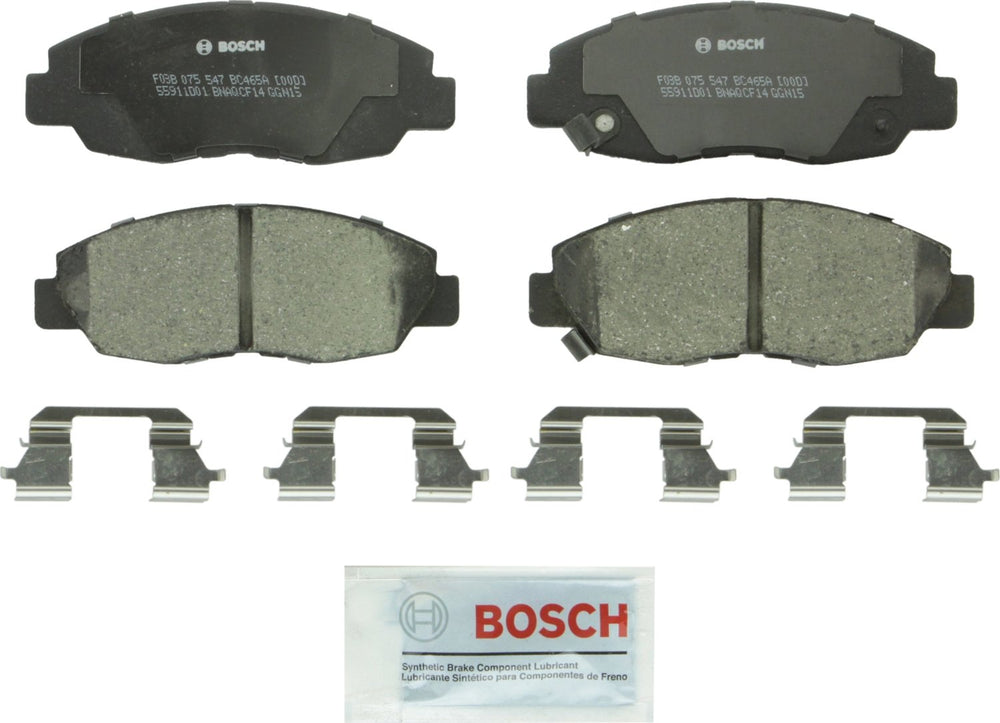 Bosch QuietCast BC465A front brake pads for Acura EL and Honda Civic; quiet, durable stopping.