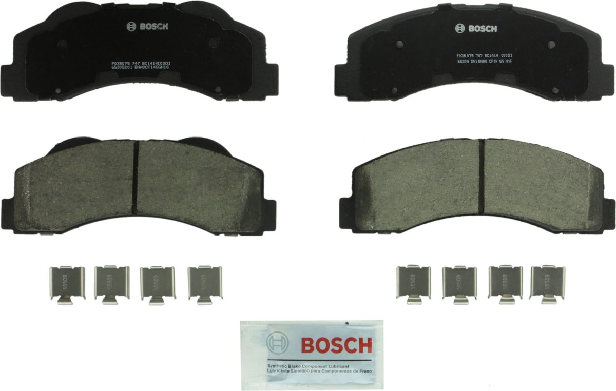 Bosch QuietCast front brake pads for Expedition and F-150 deliver quiet stops and reliability.