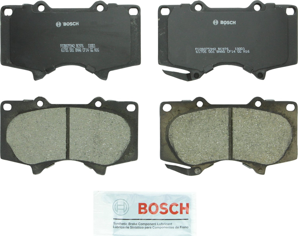 Bosch QuietCast front brake pads with OE-style fit for Lexus and Toyota.