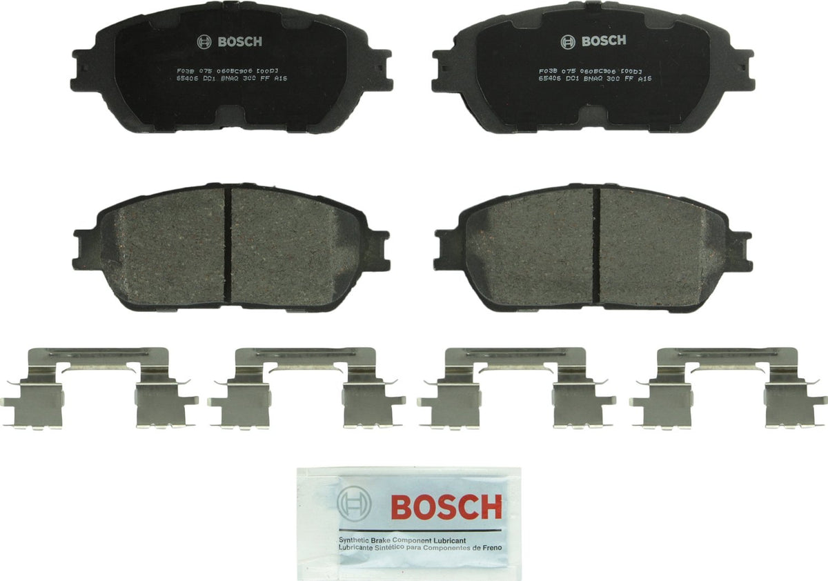 Bosch QuietCast front brake pad set for select Lexus/Toyota models offers quieter stops and durable performance.