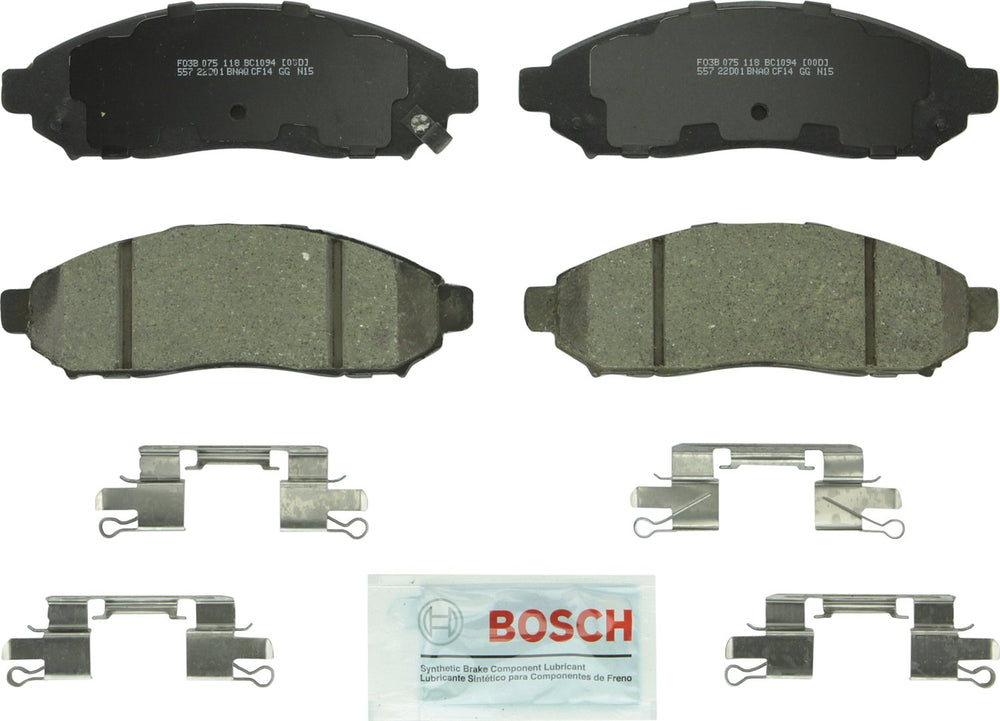 Bosch QuietCast front brake pad set for quiet, durable stopping