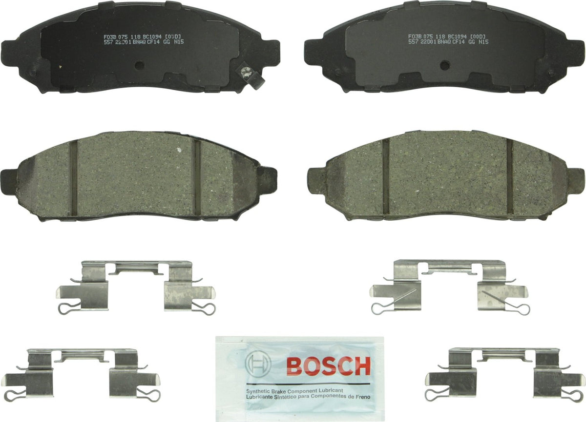 Bosch QuietCast front brake pad set for quiet, durable stopping