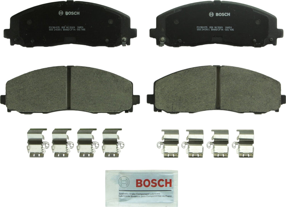 Bosch QuietCast front brake pad set for the front axle, quiet operation and low dust