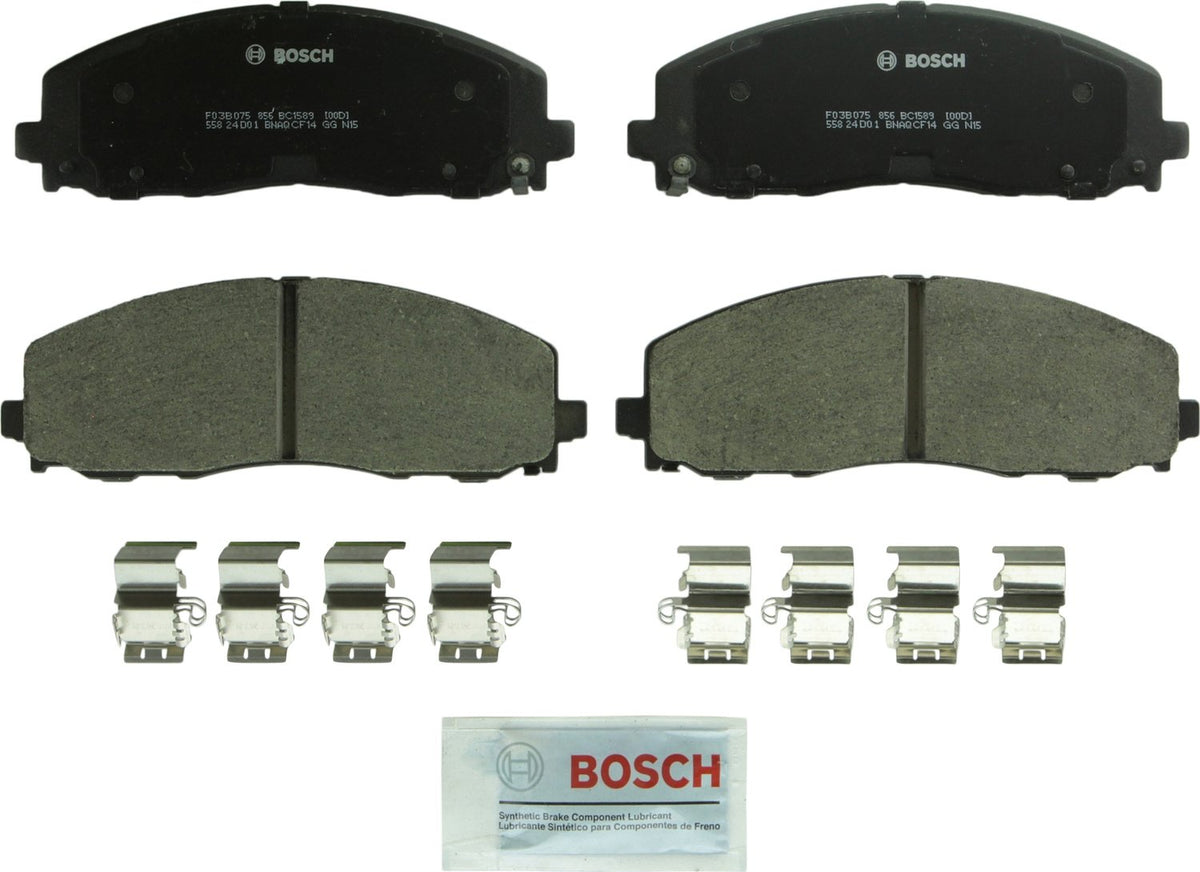 Bosch QuietCast front brake pad set for the front axle, quiet operation and low dust