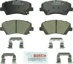 Bosch QuietCast front brake pads on Hyundai Elantra full-detail showcase premium fit and performance.