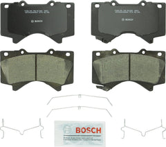 Bosch QuietCast front brake pads for Lexus LX570; quiet operation and strong stopping power.