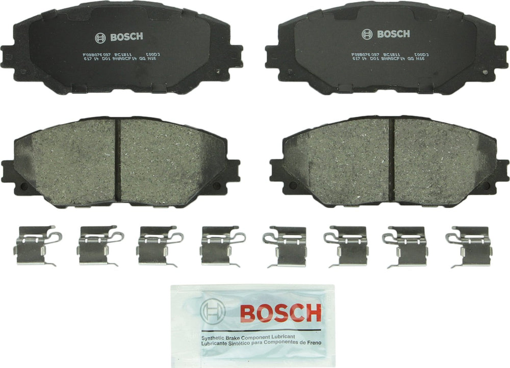 Bosch QuietCast front disc brake pads deliver quiet operation with low dust.