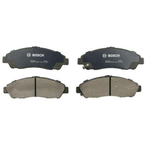 Bosch QuietCast molded shim technology highlights reduced noise and enhanced pad durability.
