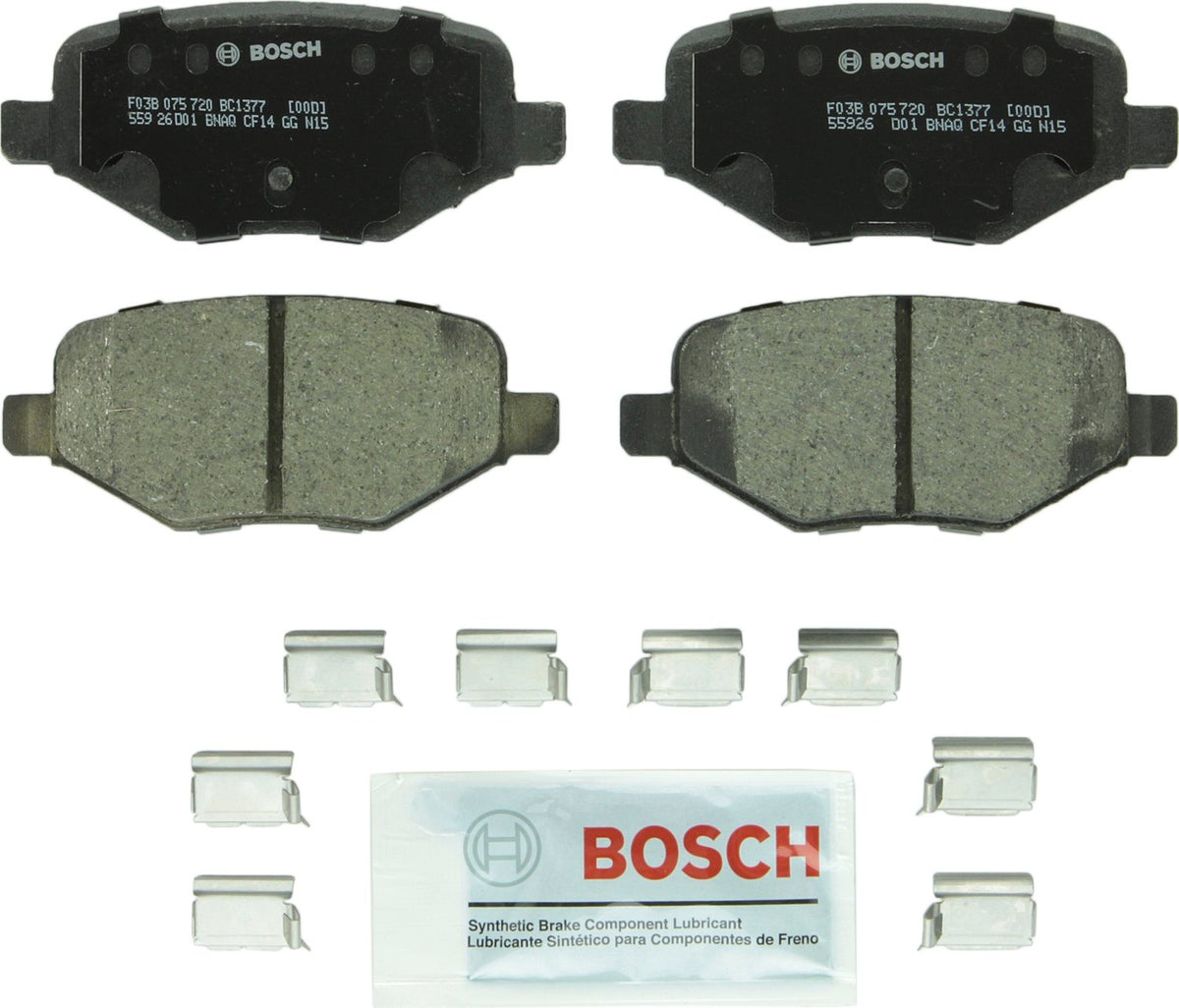 Bosch QuietCast rear brake pad set for Ford Edge offers quieter stops and corrosion resistance.