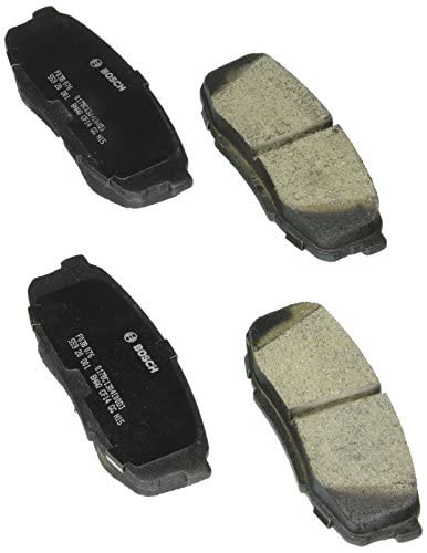 Bosch QuietCast rear brake pad packaging highlighting ceramic friction and long-lasting backing.