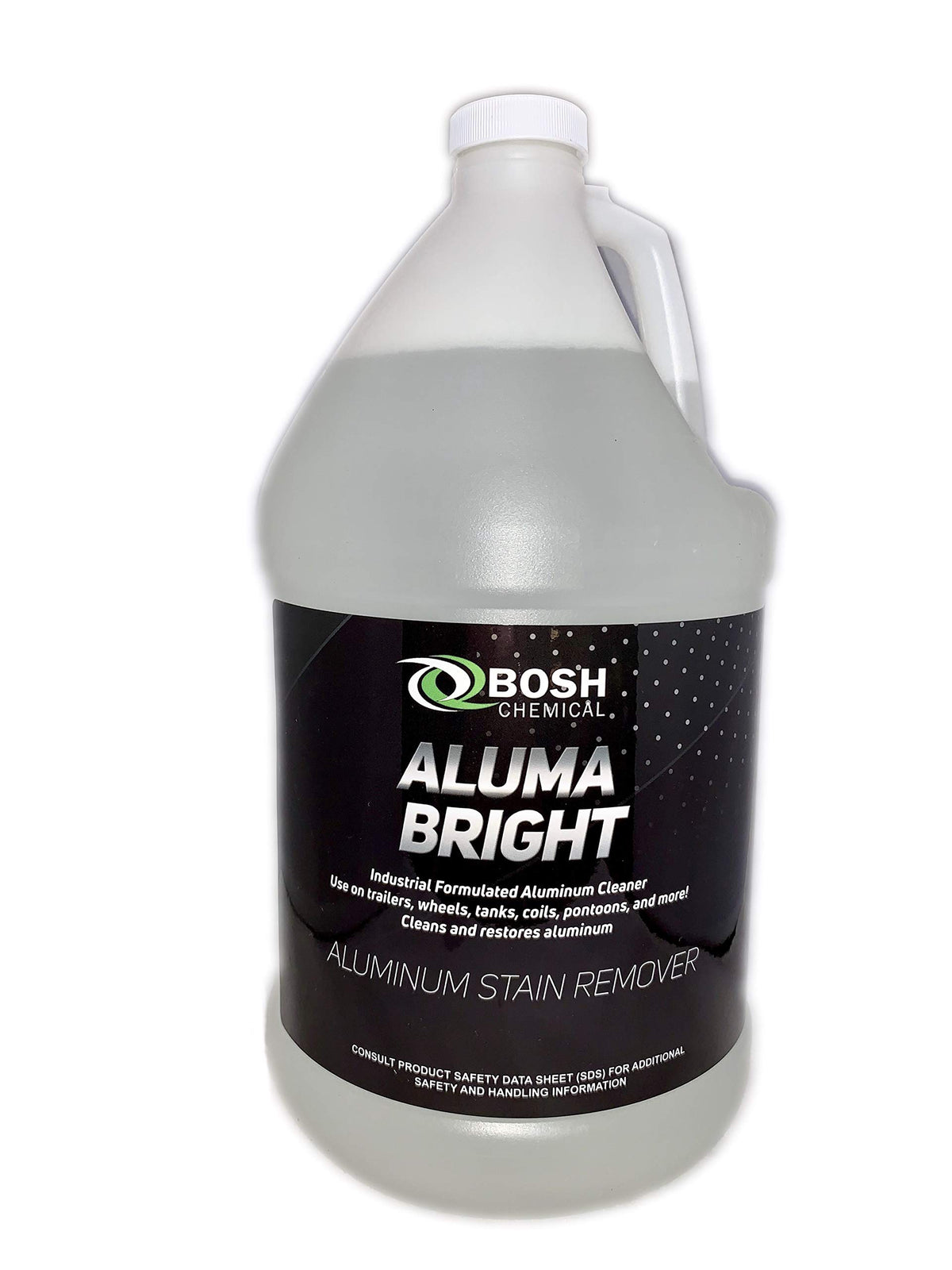Bosh Chemical Aluma Bright bottle pour enables quick aluminum cleaning.